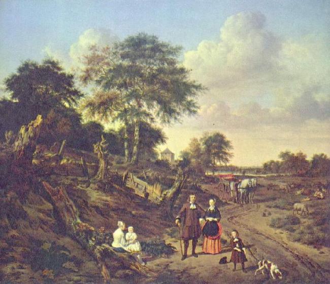 Esaias Van de Velde Portrait of a couple with two children and a nursemaid in a landscape oil painting picture